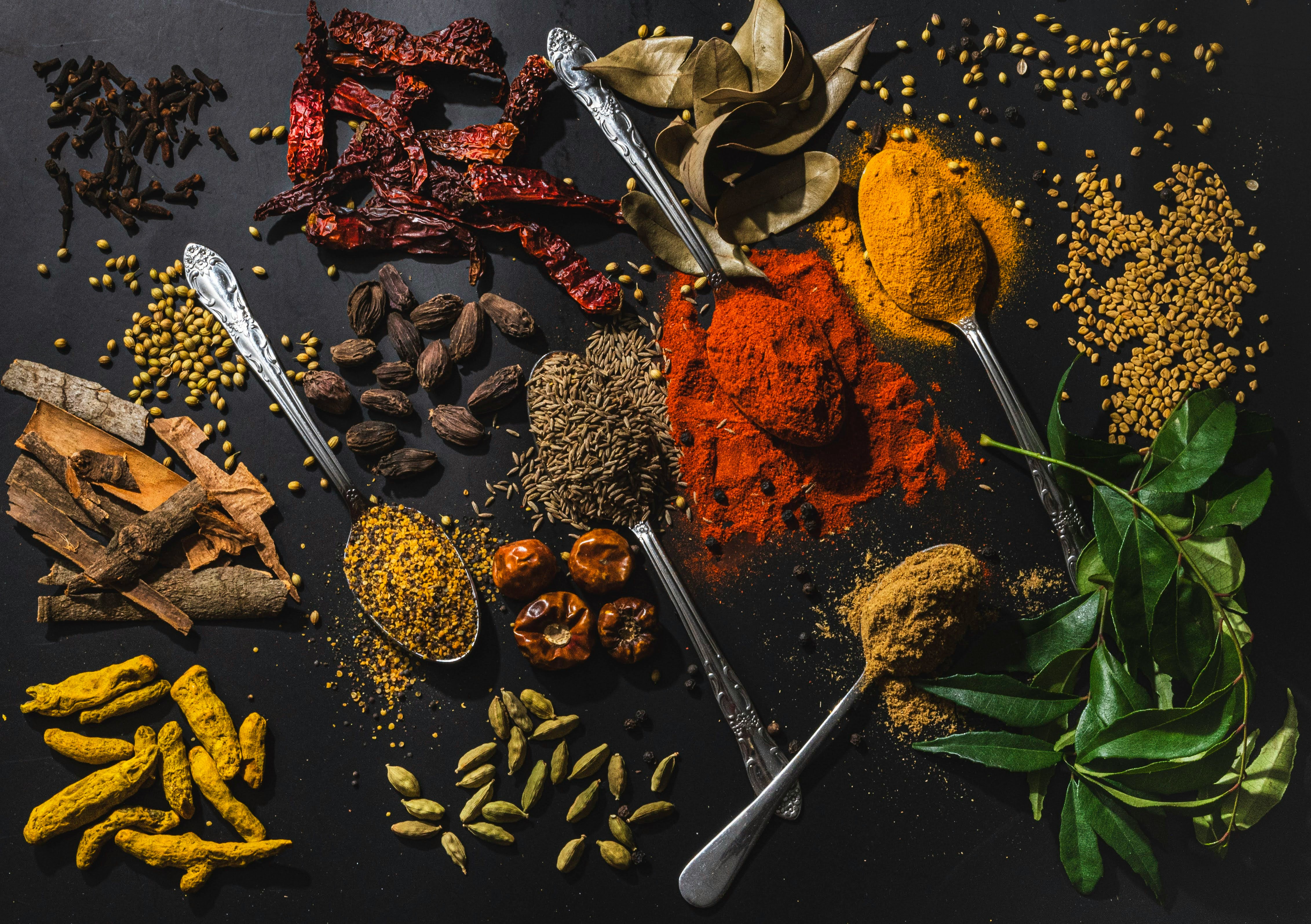 Spices and herbs for authentic Thai green curry