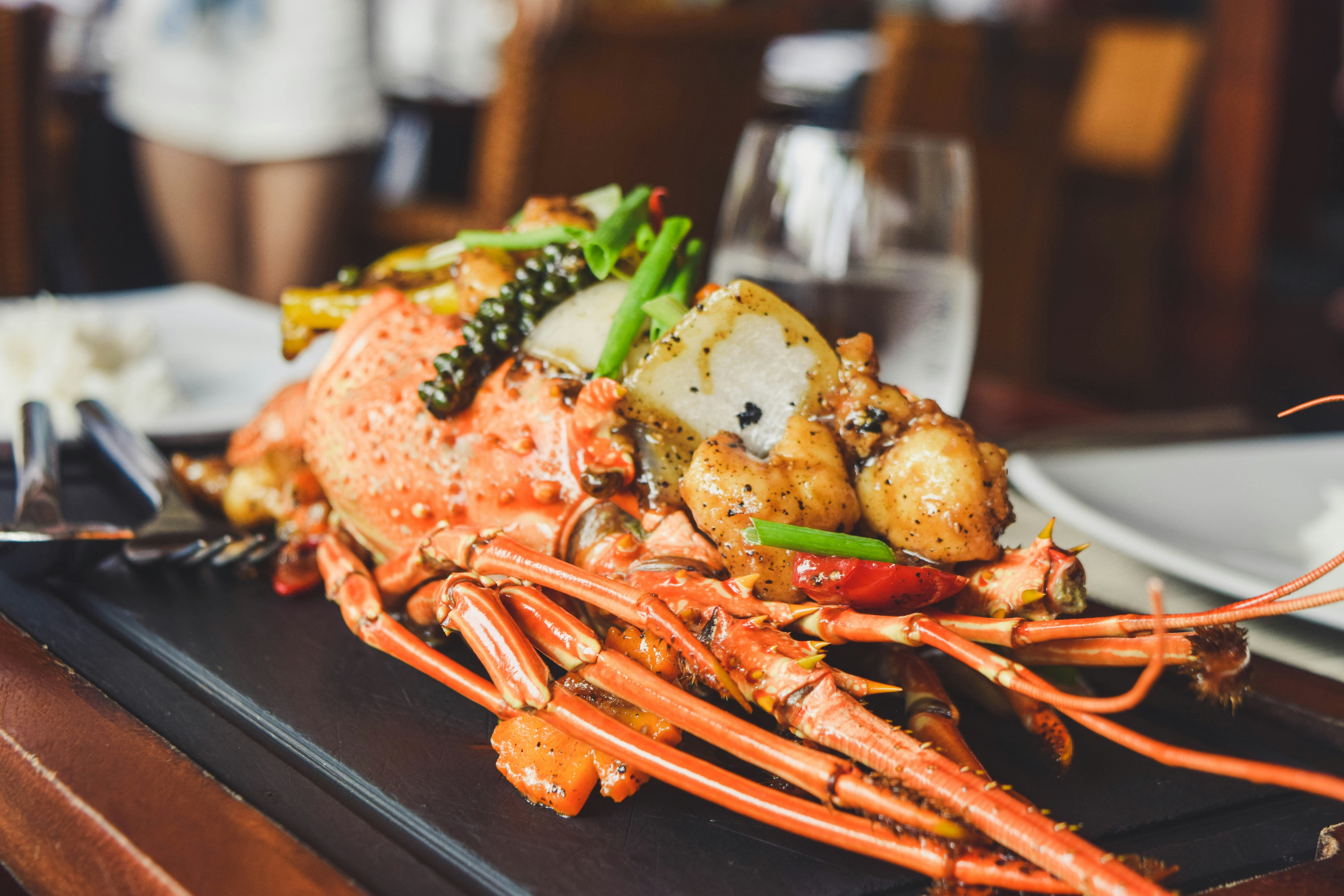 Cooked lobster with herbs for seafood curry